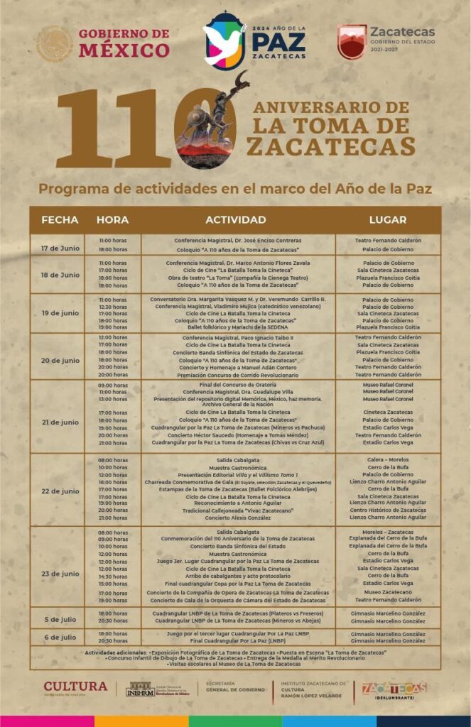 Inician actividades del 110 Aniversario de la Toma de Zacatecas - NTR ...