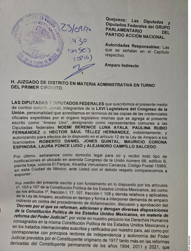 Interpone PAN demanda de amparo contra reforma judicial