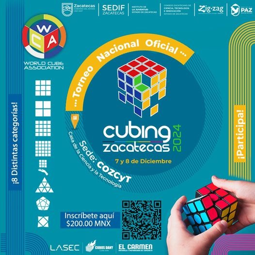 Continúa abierta inscripción para Torneo Cubing Zacatecas 2024