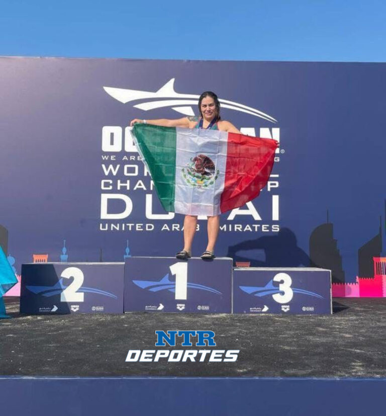 Lorena Flores cerca del podio en el Oceanman