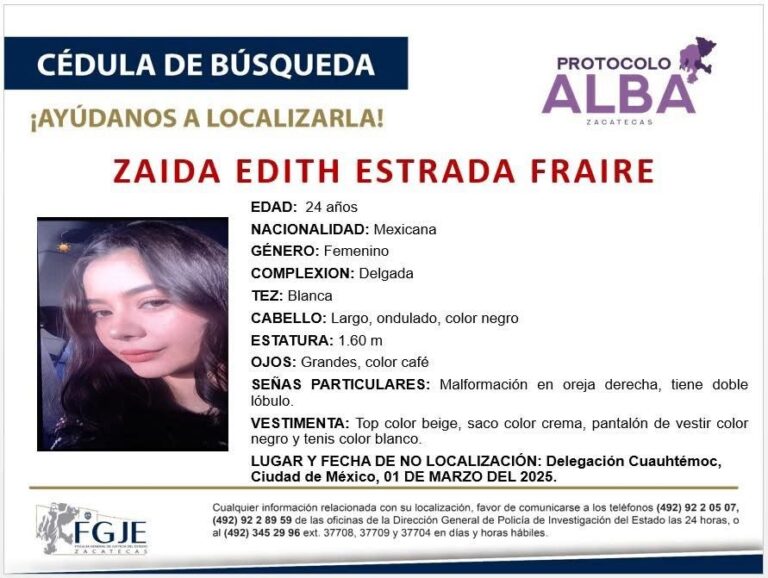Desaparece zacatecana en CDMX; acudió a Parlamento Juvenil al Senado