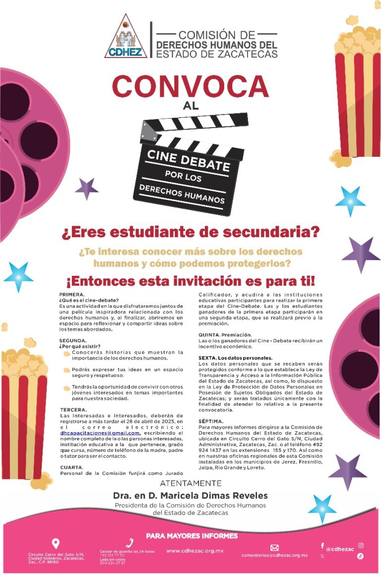 Lanza CDHEZ convocatoria «Cine Debate por los Derechos Humanos»