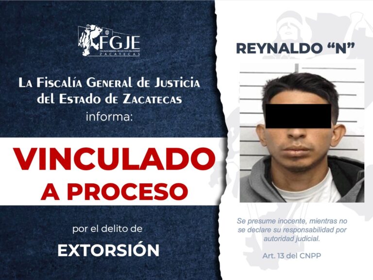 Vinculan a Reynaldo por el delito de extorsión