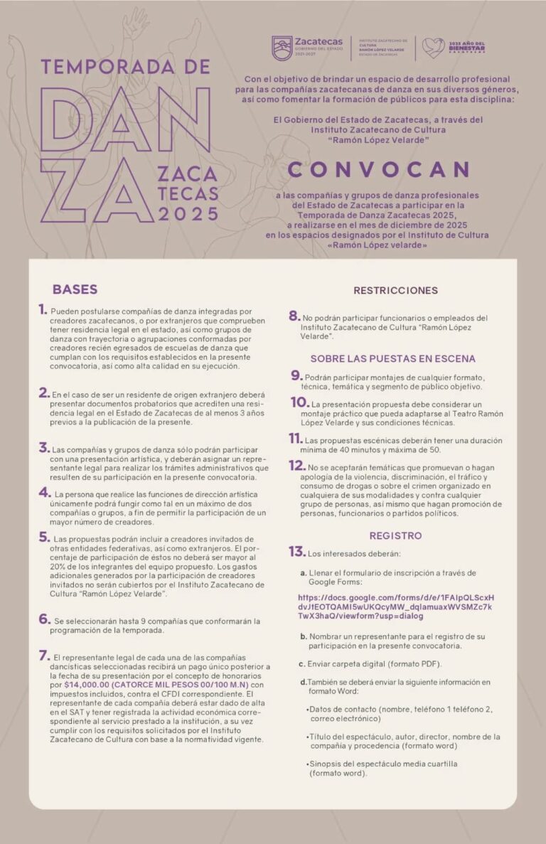 Lista la convocatoria para la Temporada de Danza 2025