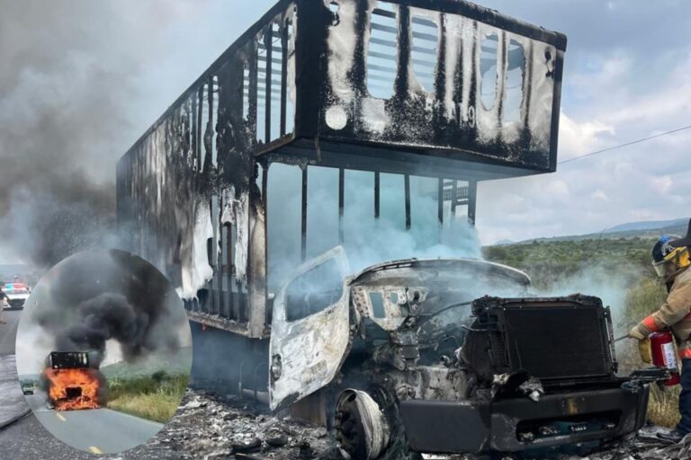 Se incendia camión por falla mecánica