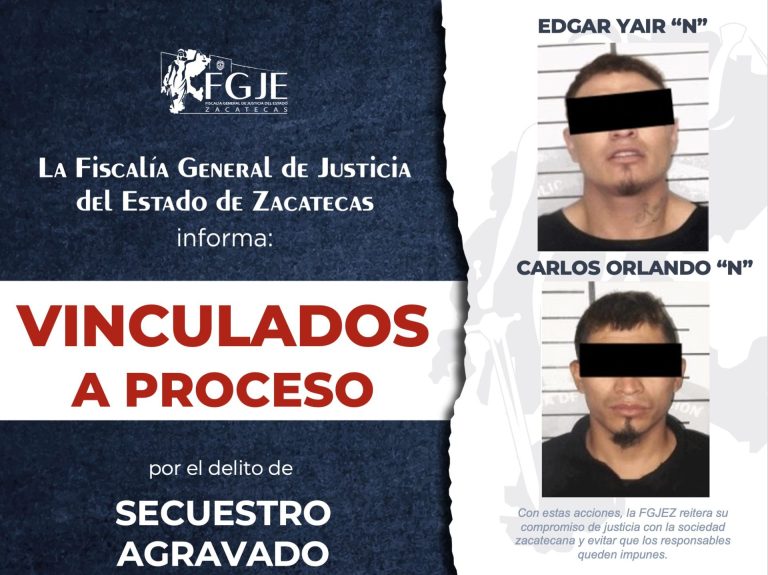 Vinculan a dos por secuestro agravado en Fresnillo