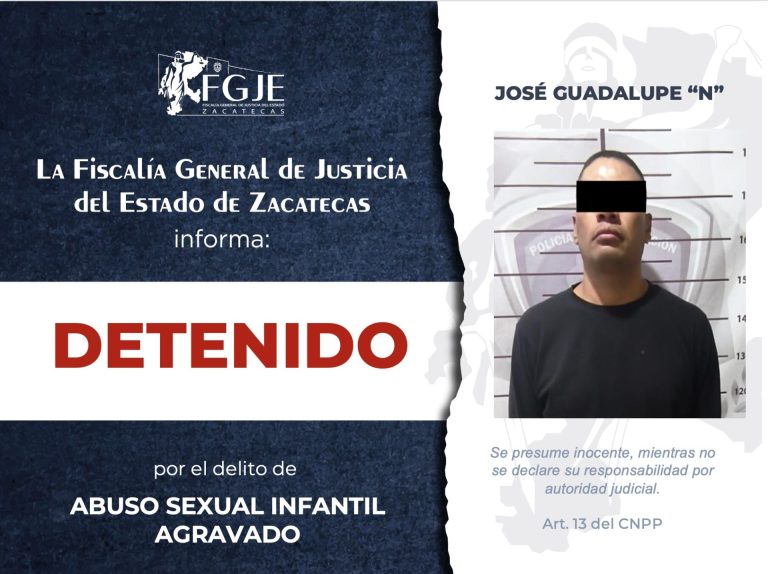 Lo detienen en Sombrerete por abuso sexual infantil
