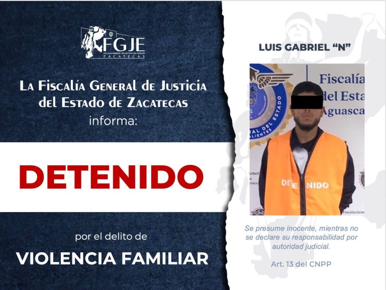 Detienen a Luis en Aguascalientes por violencia familiar