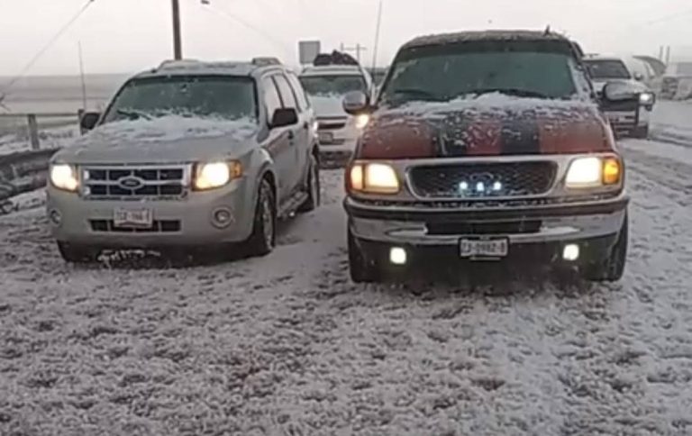 Granizo atípico sorprende a Villa de Cos y Cuauhtémoc