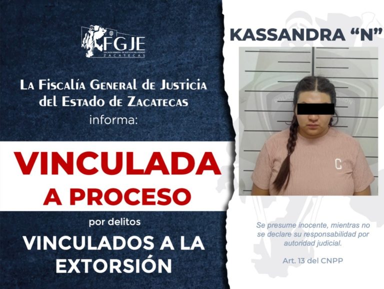 La vinculan a proceso por delitos relacionados a la extorsión