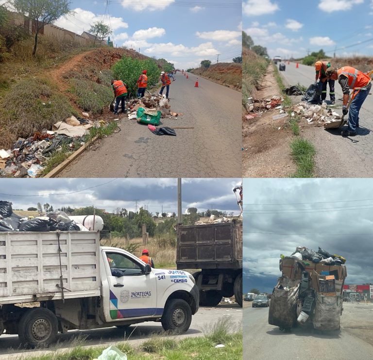 Limpia Guadalupe basura regada por camiones de la capital