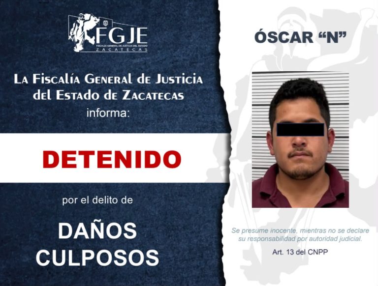 Lo detienen en Edomex; lo buscaban en Zacatecas por daños culposos