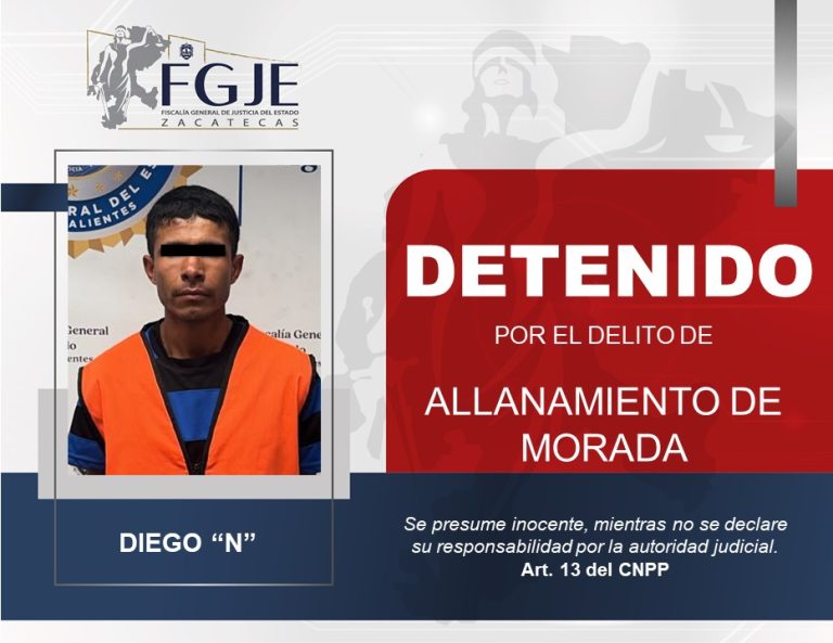 Detienen a Diego «N» en Aguascalientes, era buscado en Zacatecas