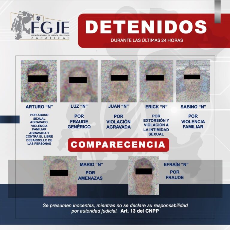 Detienen a cinco y localizan a dos con orden de comparecencia