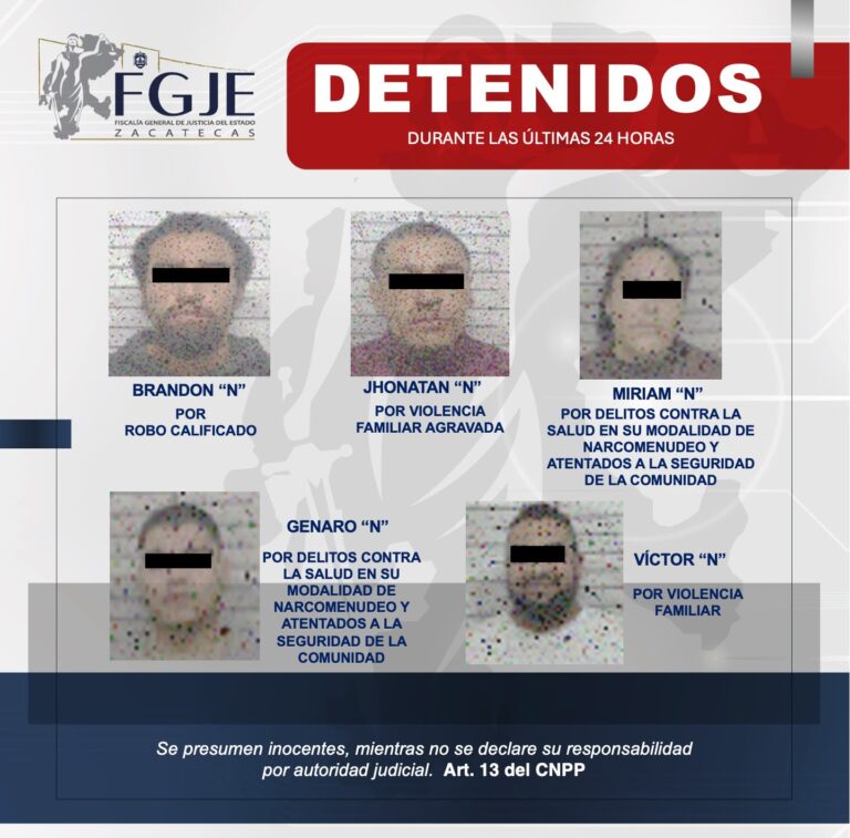 Ejecuta Fiscalía cinco órdenes de aprehensión