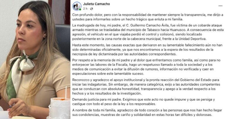 Pide alcaldesa transparencia en investigación de la muerte de su padre